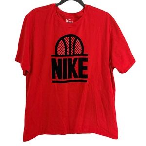 Nike Men Red Basketball‎ Graphic Athletic Cut Dri Fit T Shirt XXL